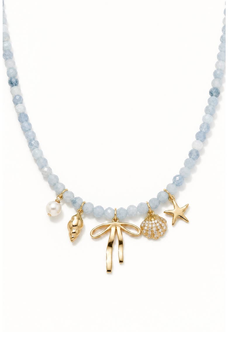 Sea Life Charm Beaded Necklace, Main, color, GOLD