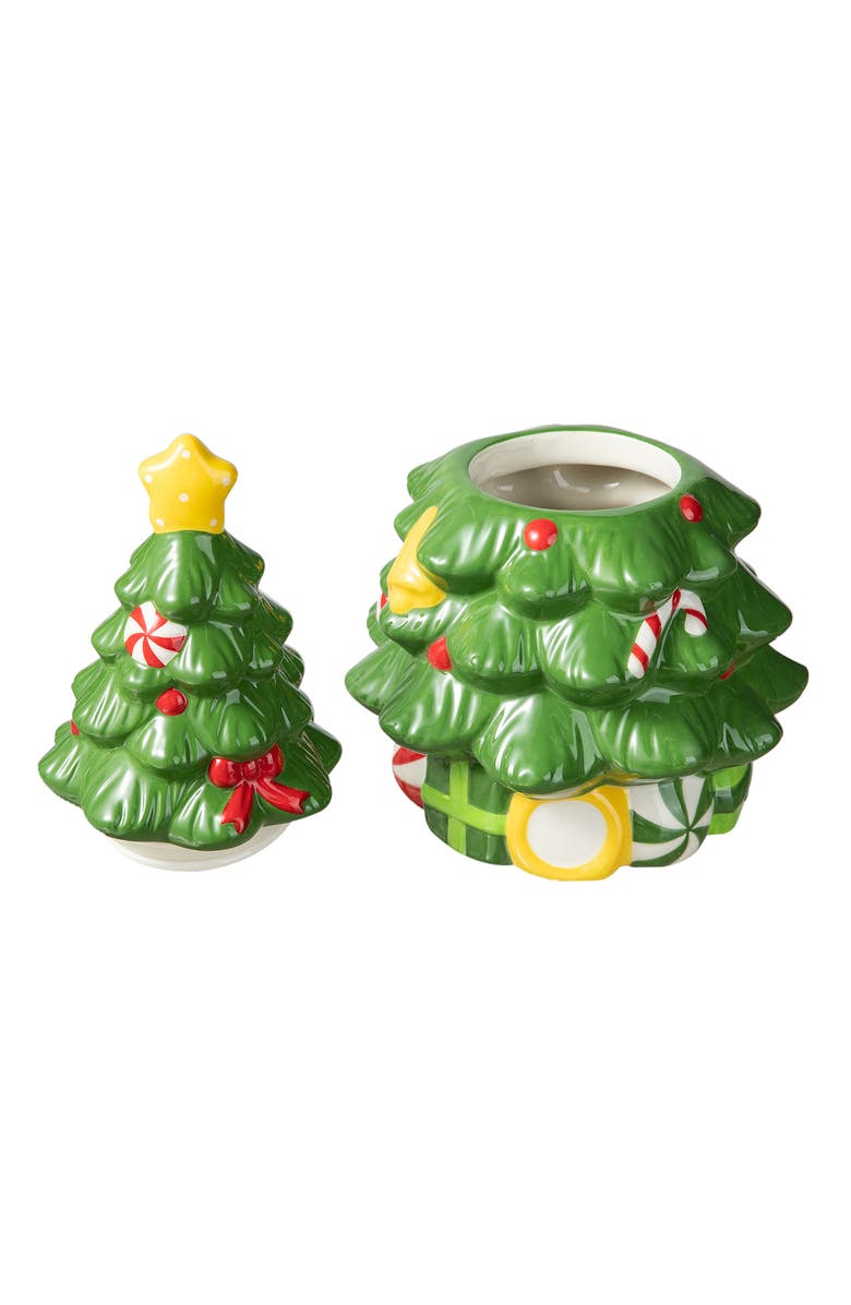 Glitzhome 3-Piece Dolomite Christmas Tree Cookie Jar Set, Alternate, color, 