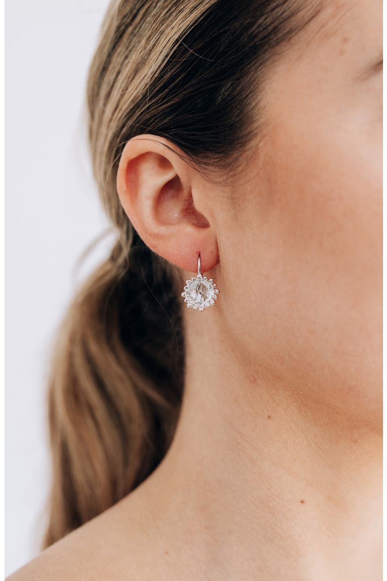 Dew Drop Snowflake White Topaz Drop Earrings, Alternate, color, SILVER