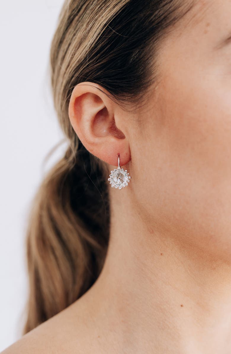 Anzie Dew Drop Snowflake White Topaz Drop Earrings, Alternate, color, Silver