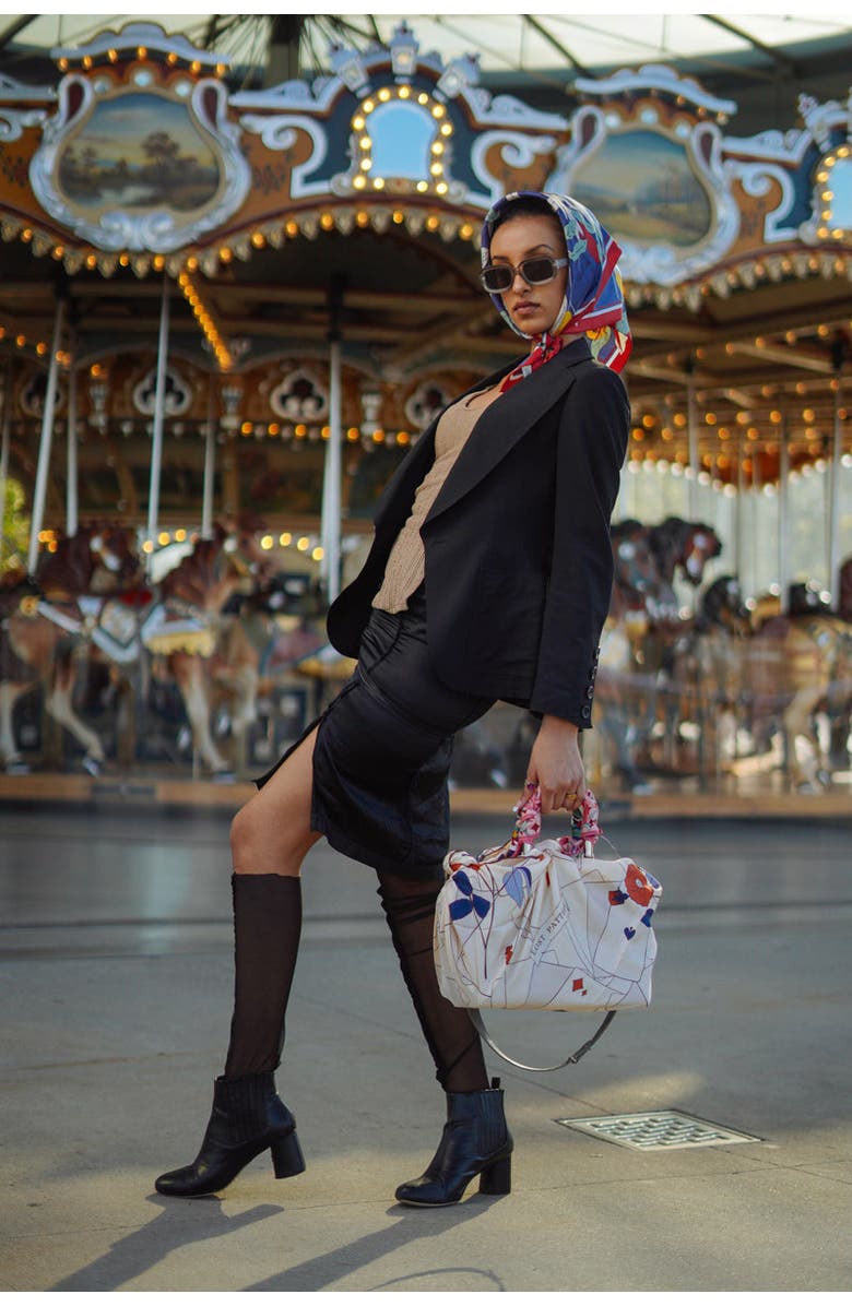 Lost Pattern "Camellia" Large Silk Square Scarf, Alternate, color, Khaki