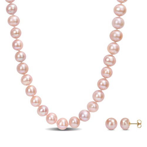 Julianna B. 2-Piece Set Cultured Pearl Necklace & Earrings 14k in Pink Pearl at Nordstrom