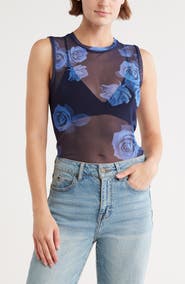 TASH AND SOPHIE Sleeveless Powermesh Top