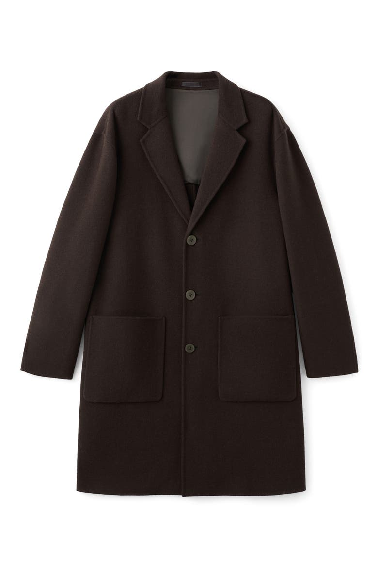 Handmade Wool Blend Melton Overcoat, Alternate, color, BROWN