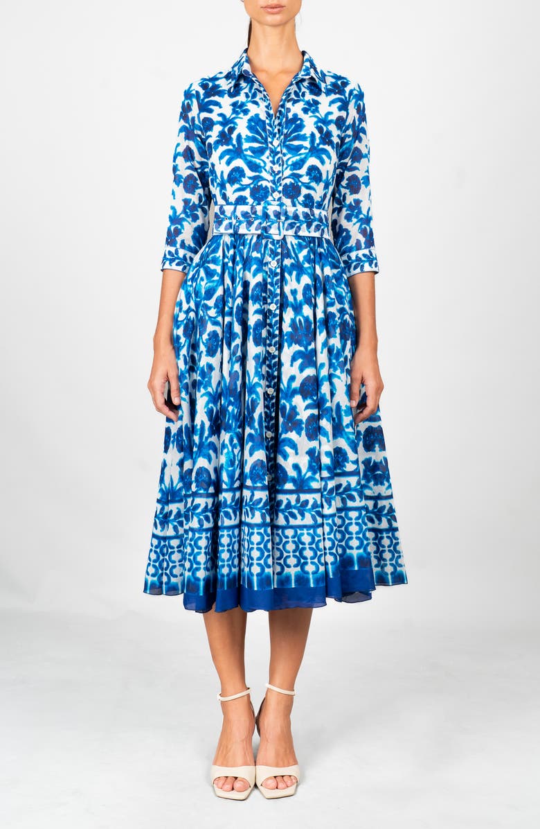 SAMANTHA SUNG A-Line Midi Aster Shirtdress, Main, color, Soft Aqua