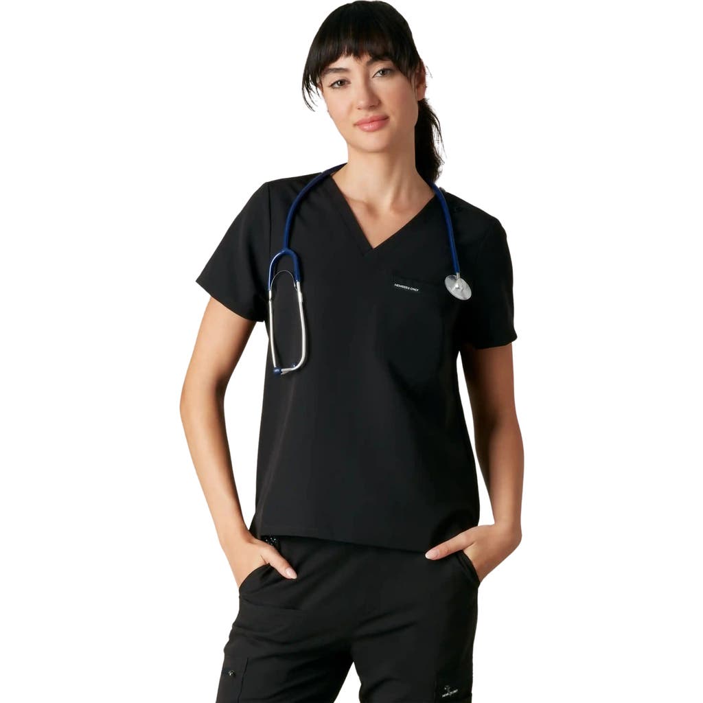 Members Only Bari 1-Pocket Scrub Top in Black  product