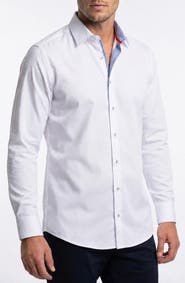 LEVINAS Stretch Cotton Long Sleeve Button Up Shirt