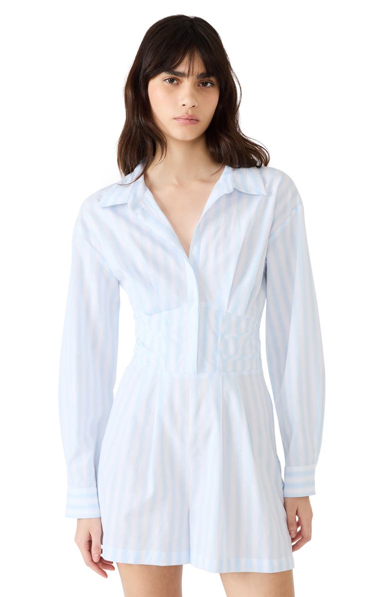 Steve Madden Aria Stripe Long Sleeve Cotton Romper, Alternate, color, Multi Stripe