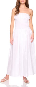 Susana Monaco Smocked Waist Strapless Maxi Dress