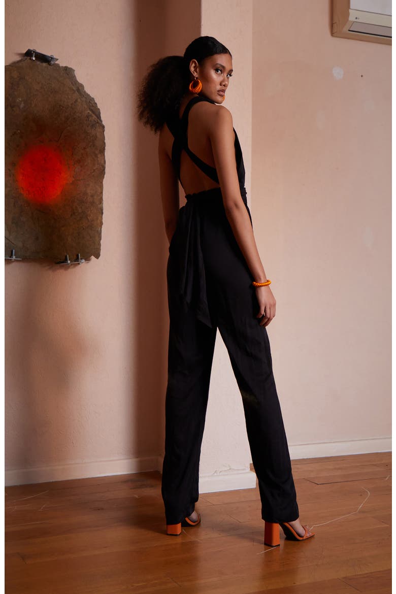 Umy Wrap Jumpsuit, Alternate, color, BLACK