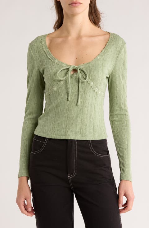 Lace Tie Front Top
