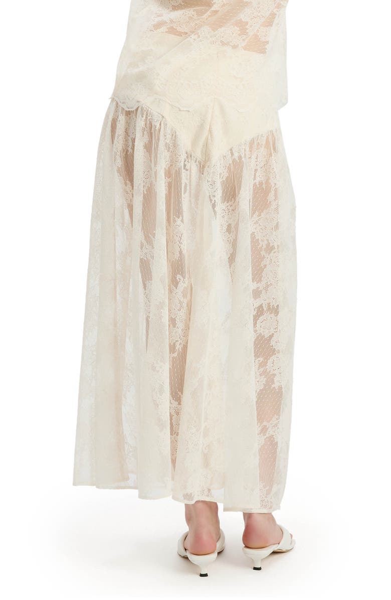 Bardot Hildie High Waist Semisheer Lace Maxi Skirt, Alternate, color, Lite Beige