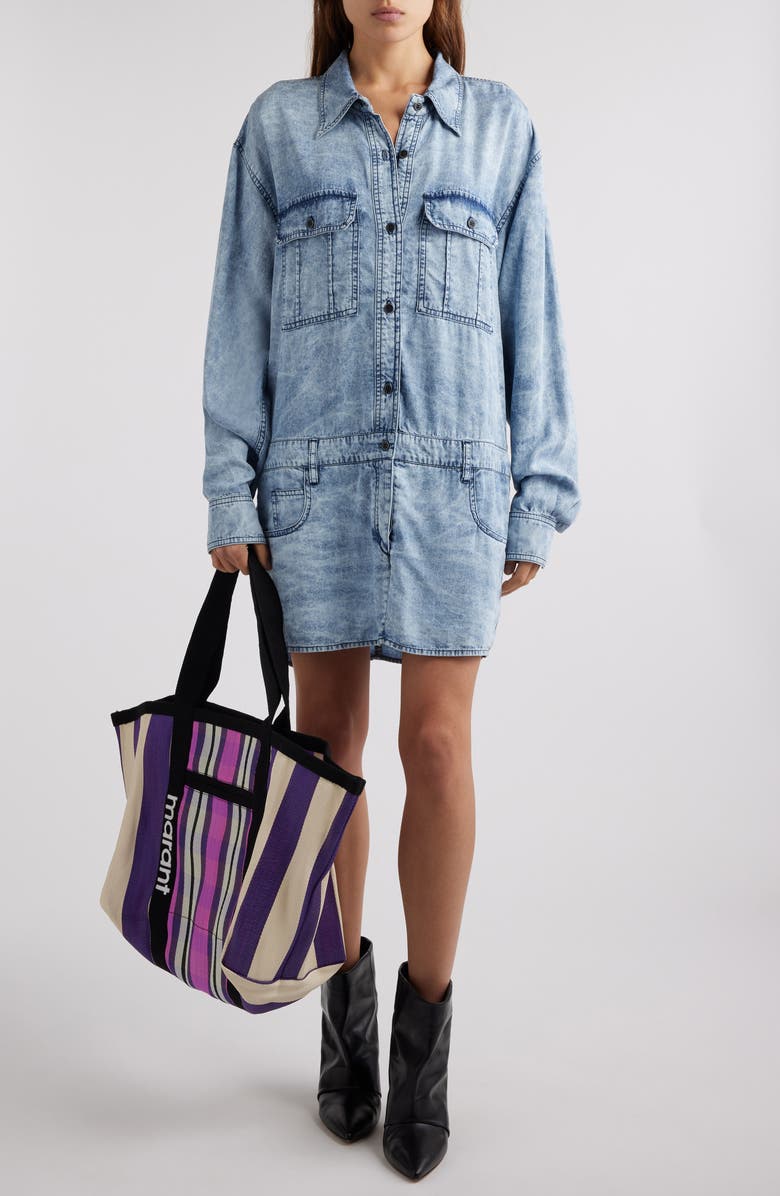 Isabel Marant Étoile Palvina Long Sleeve Denim Shirtdress, Main, color,