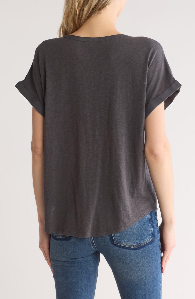 Lucky Brand Mixed Media Short Sleeve Cotton & Modal Henley, Alternate, color, Asphalt