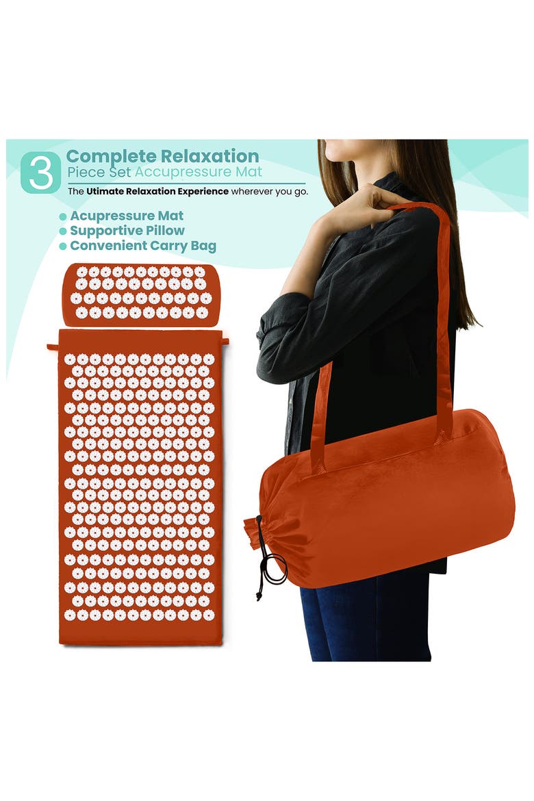 29 Inch Acupressure Mat & Pillow Set, Alternate, color, ORANGE