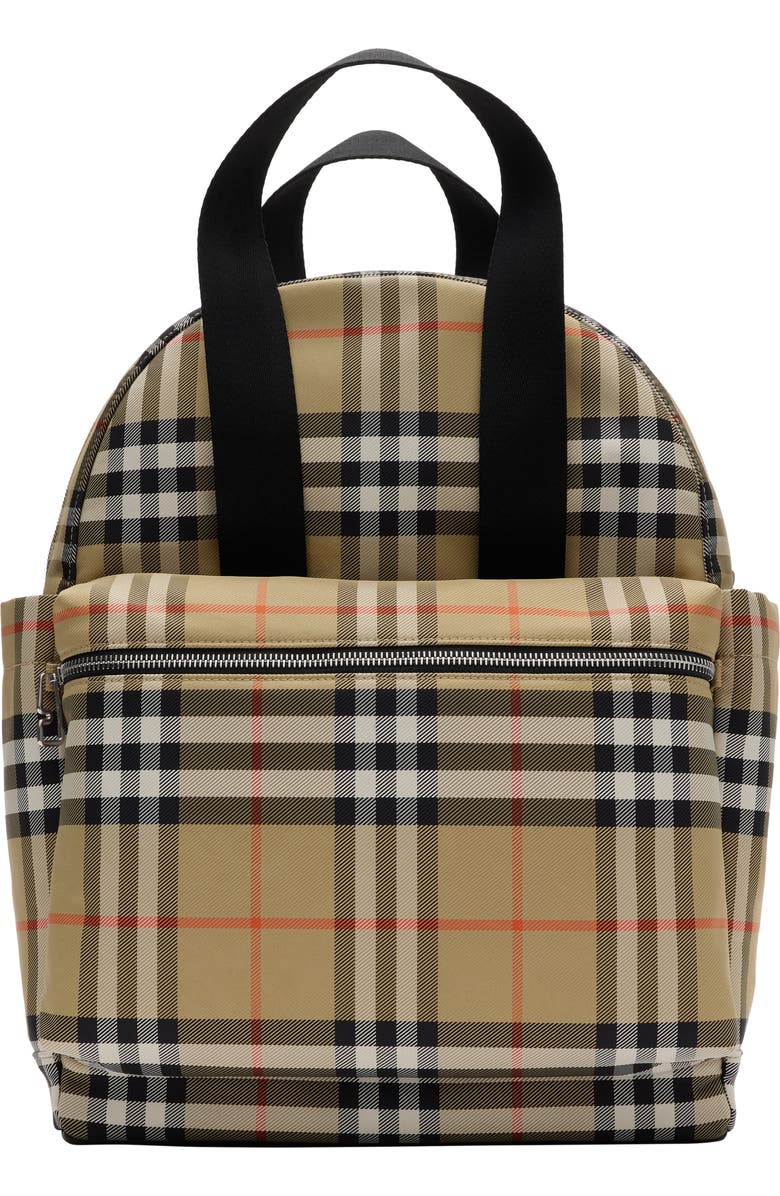 Burberry Check Baby Changing Backpack, Main, color, Sand