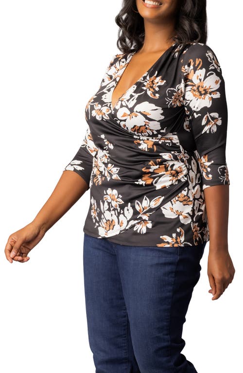 Kiyonna Faux Wrap Top In Blue