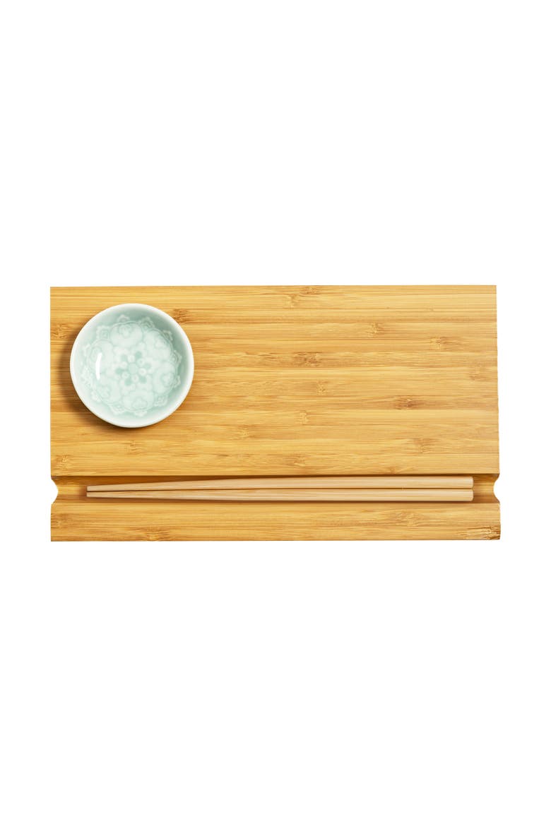 Burnished Sushi Board Set, Alternate, color, Bamboo