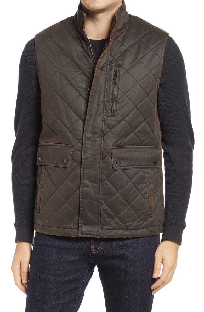 Johnston & Murphy Antiqued Cotton Blend Quilted Vest, Alternate, color, 