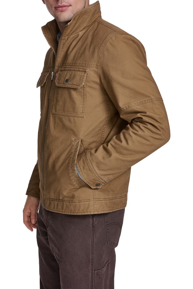 Slub Cotton Military Jacket, Alternate, color, BROWN