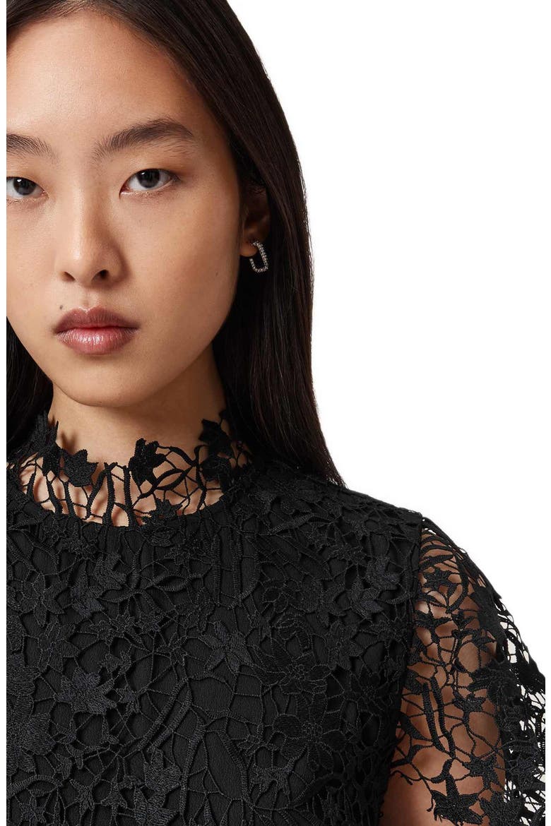 Saege Lace Midi Dress, Alternate, color, BLACK