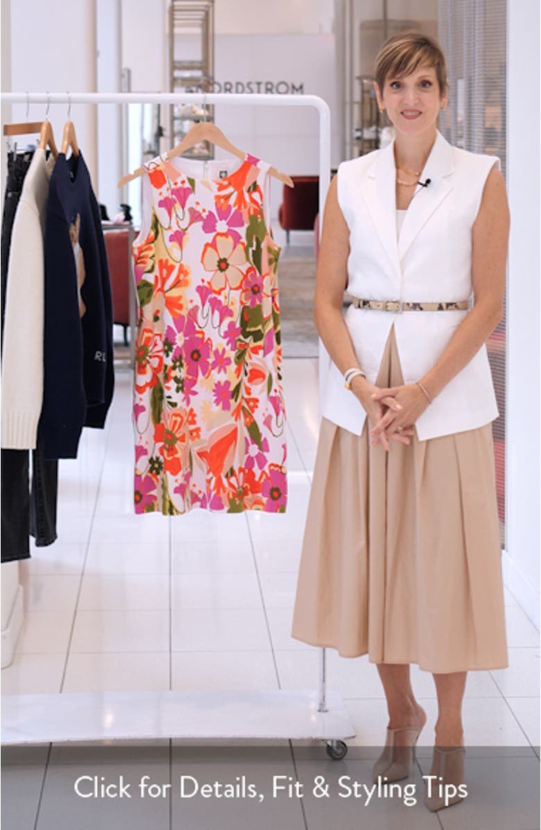 Floral Print Sleeveless Shift Dress, sales video thumbnail