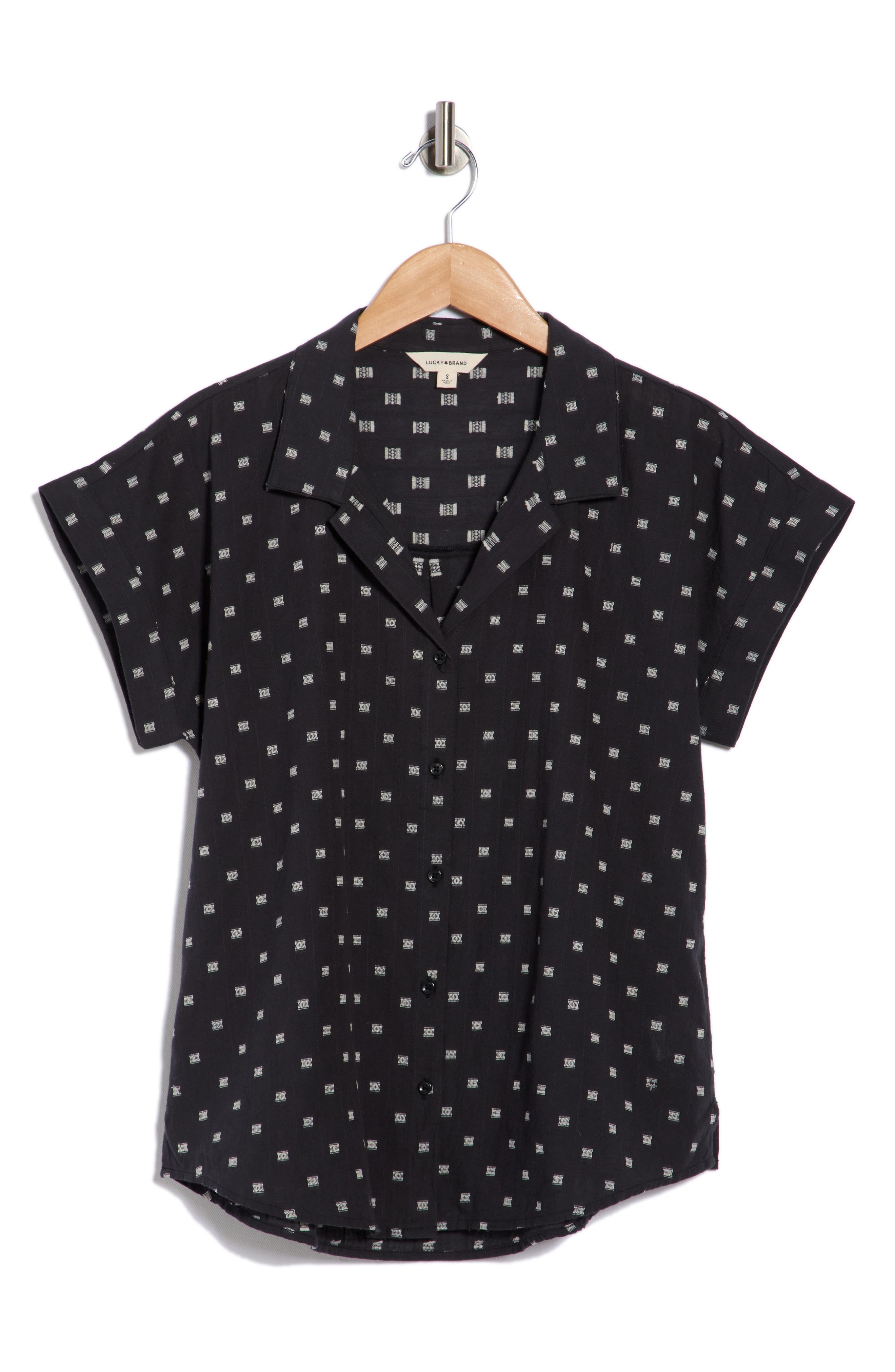 Lucky Brand Clip Dot Cotton Blend Camp Shirt