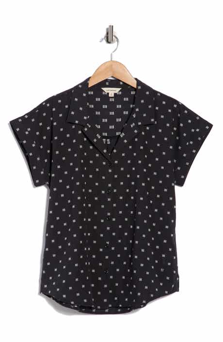 Lucky Brand Clip Dot Cotton Blend Camp Shirt