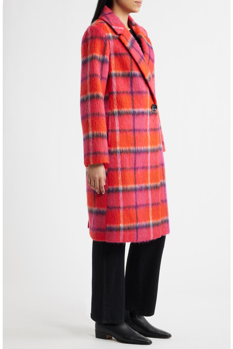 Brushed Plaid Coat, Alternate, color, RED PLAID