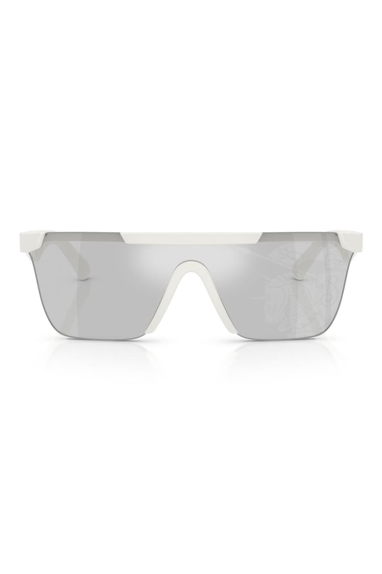 141mm Rectangular Shield Sunglasses, Main, color, WHITE / LIGHT GREY SILVER
