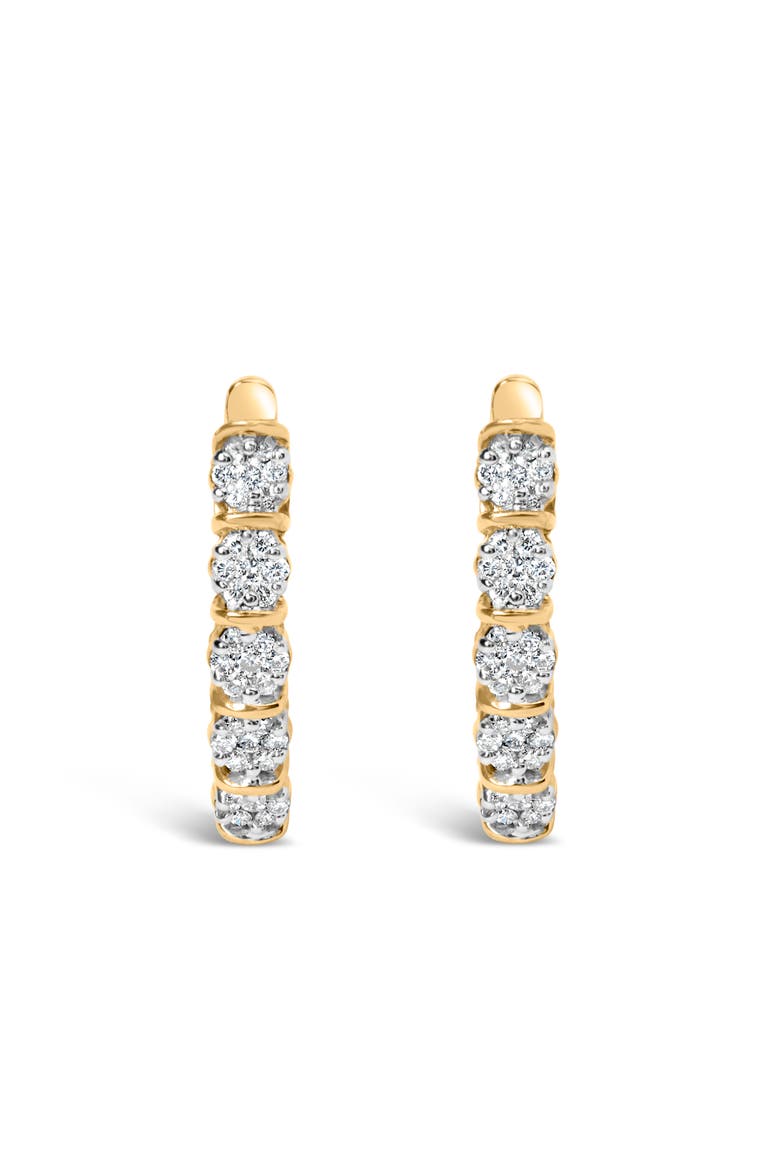 14k Yellow Gold 1/2 Cttw Diamond Cluster Hoop Earrings, Alternate, color, Yellow
