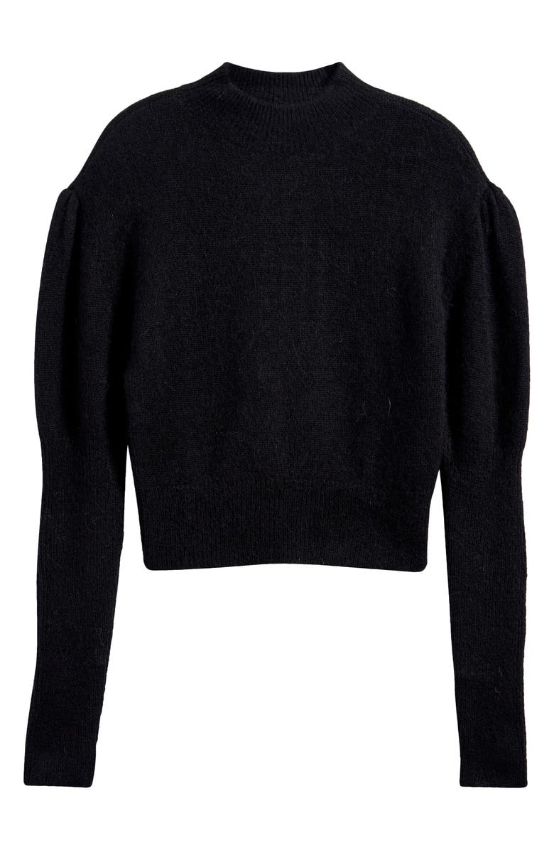 Madewell Mock Neck Puff Sleeve Alpaca Blend Sweater, Alternate, color, True Black