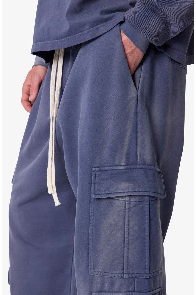 Ultra Baggy Cotton Flece Cargo Sweatpants, Alternate, color, WASHED NAVY