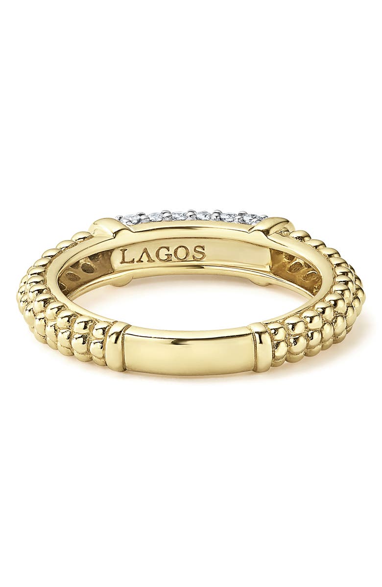LAGOS Caviar 18K Gold & Diamond Pavé Stacking Ring, Alternate, color, Gold