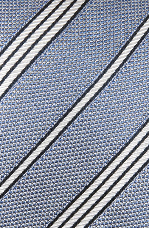 Shop Drake's Grenadine Stripe Silk Tie In 202 Blue Navy Ecru