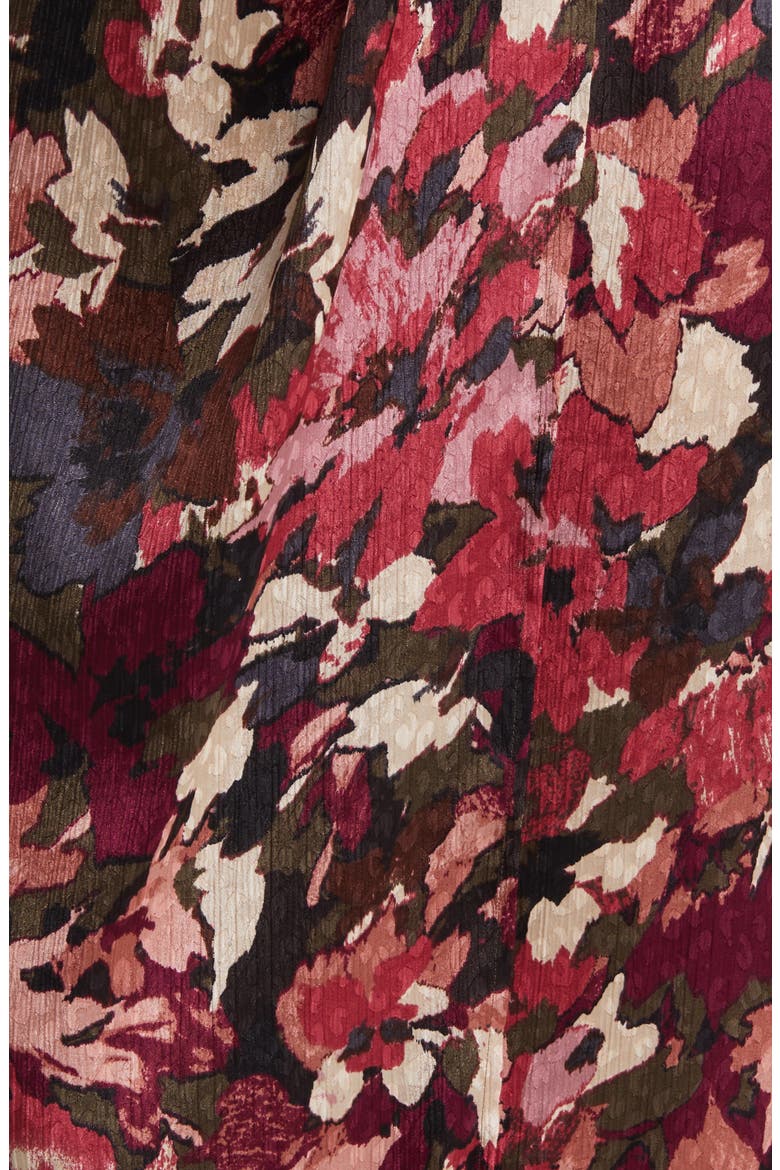 Flora Print Flutter Sleeve Faux Wrap Dress, Alternate, color, KELP COMBO