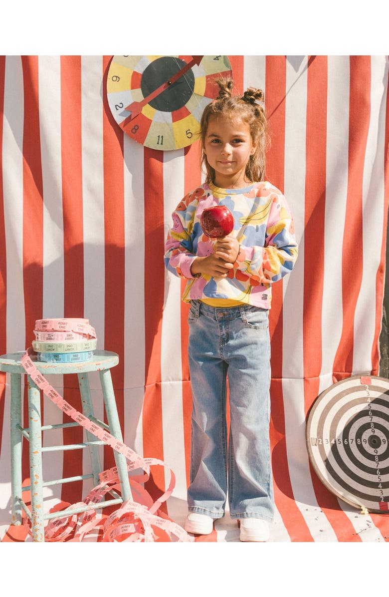 Deux par Deux Little Girl's Wide Leg Jeans Denim Blue, Alternate, color, 