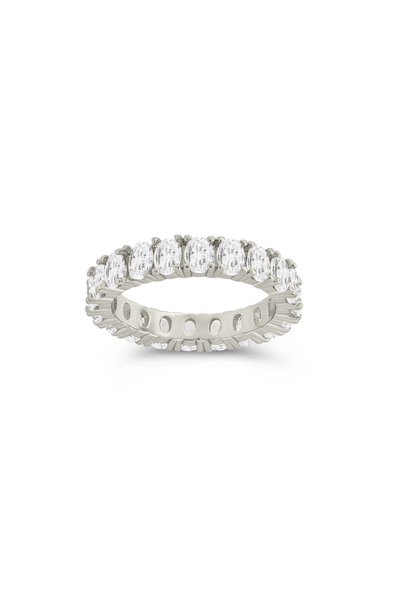 Kylie Oval Cubic Zirconia Eternity Ring, Main, color, SILVER