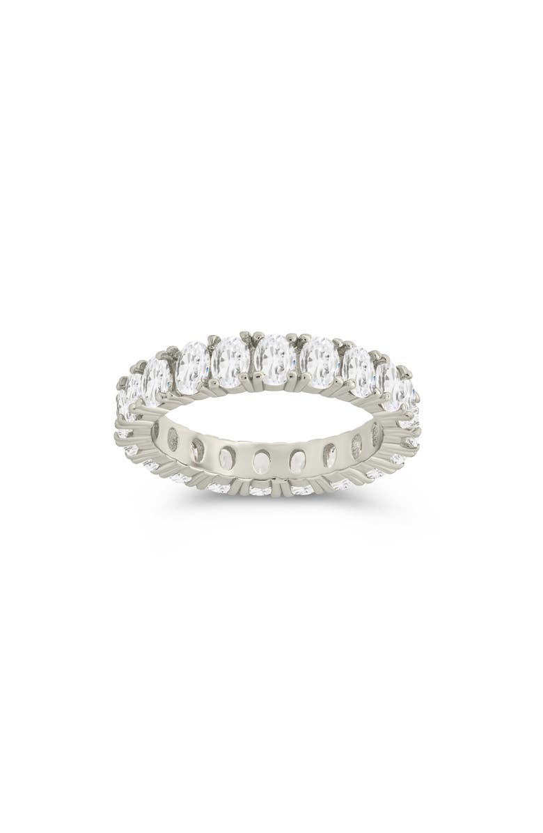 Sterling Forever Kylie Oval Cubic Zirconia Eternity Ring, Main, color, Silver