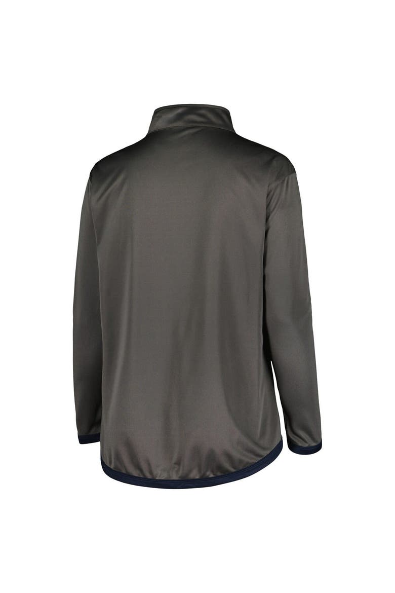 Women's Profile Charcoal New York Yankees Plus Size Quarter-Zip Jacket, Alternate, color, Charcoal