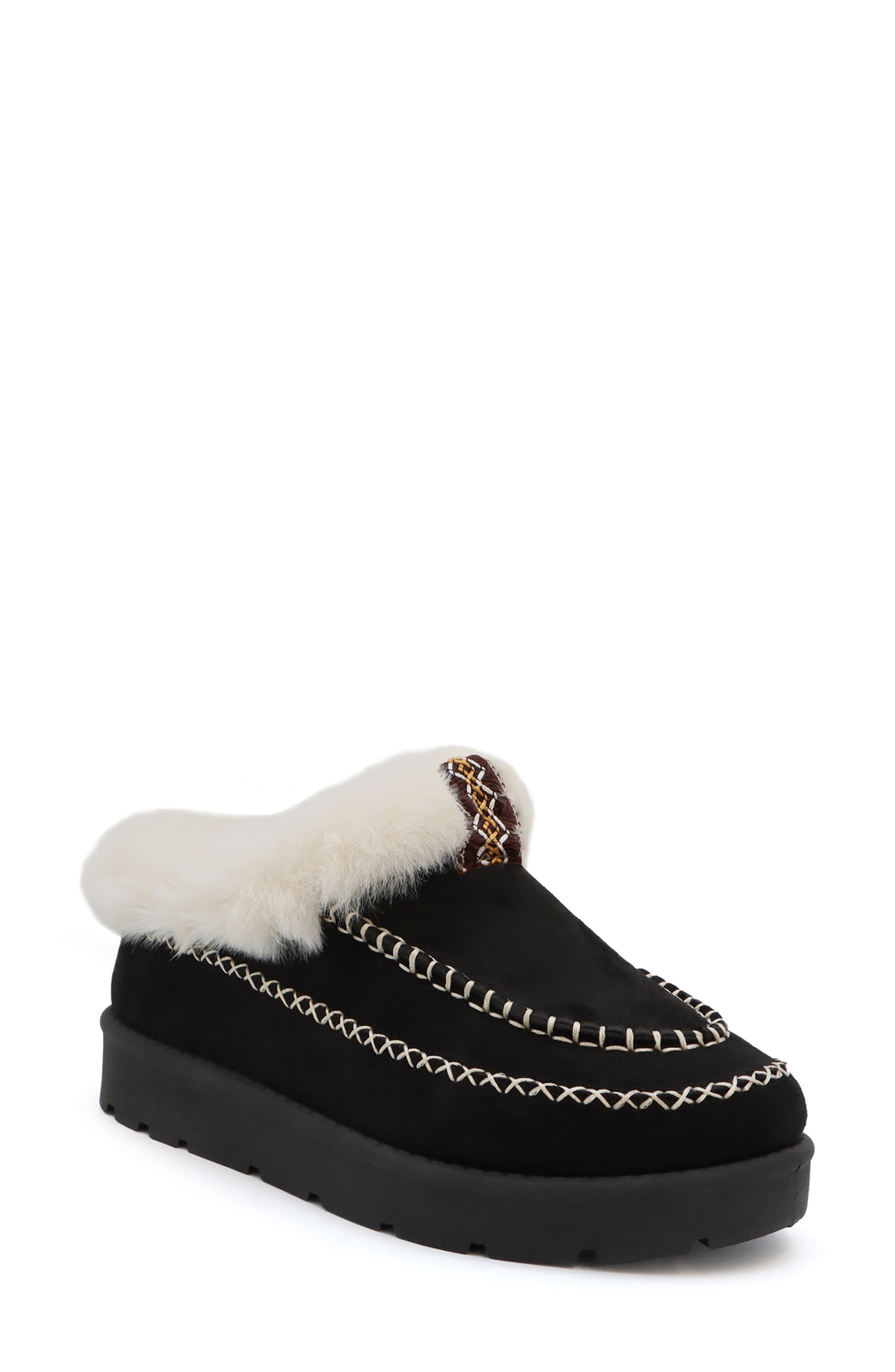 Pembroke Faux Fur Lined Slipper, Main, color, BLACK