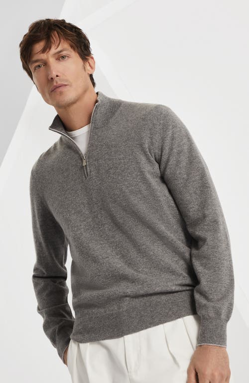 Brunello Cucinelli Cashmere Half-zip Sweater In Dark Grey