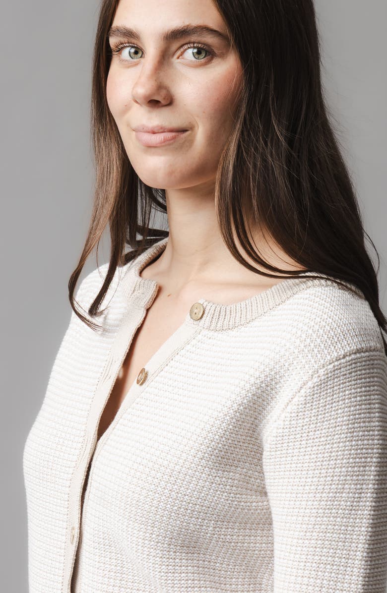 Hope & Henry Organic Tweed Stitch Sweater Cardigan, Alternate, color, Natural Tweed