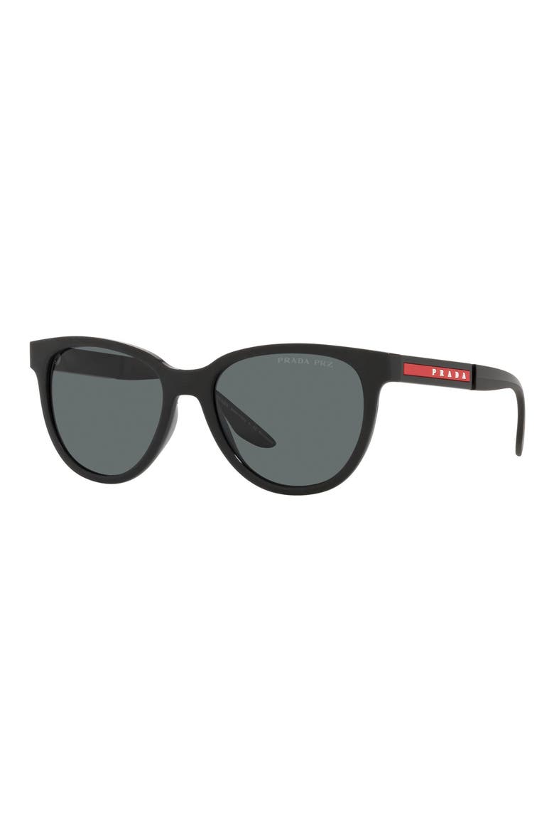 54mm Polarized Oval Sunglasses, Alternate, color, BLACK / DARK GREY POLARIZED