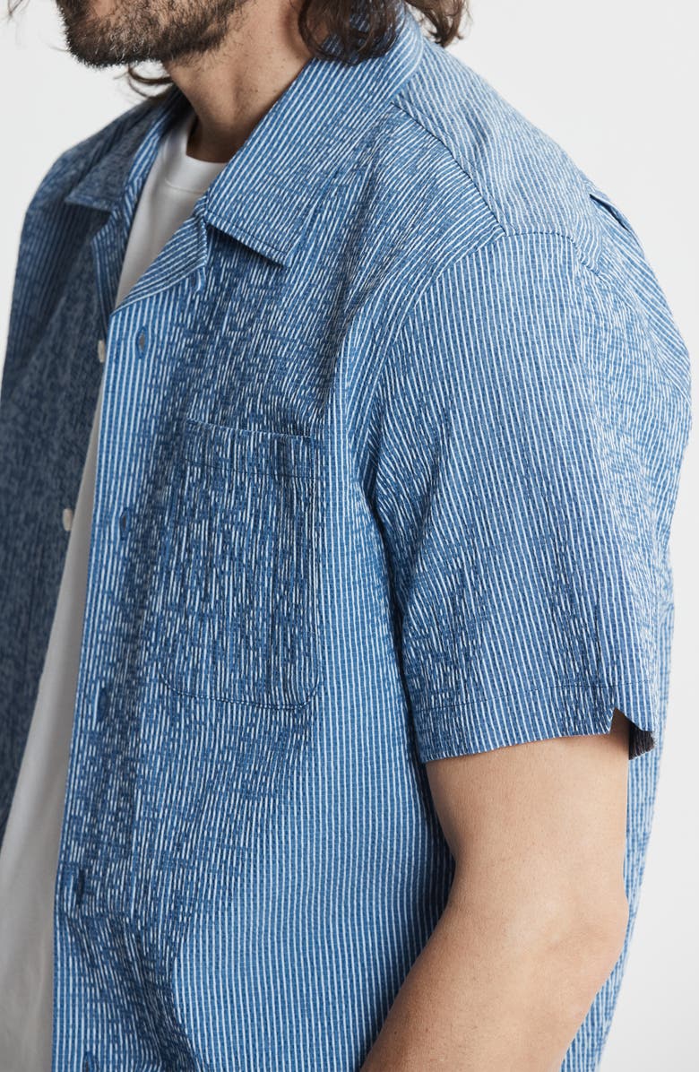 JACHS Suffolk Seersucker Camp Shirt, Alternate, color, Blue Stripe