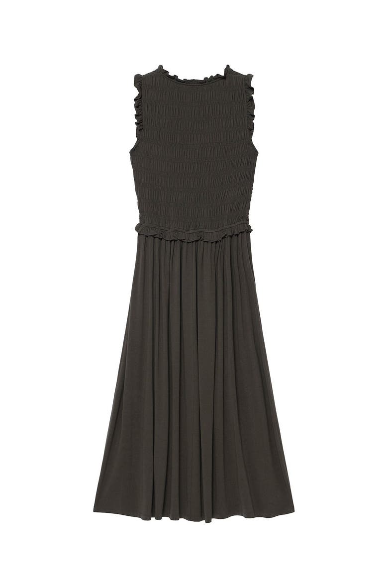 Shirred Ruffle Midi Dress, Alternate, color, Green