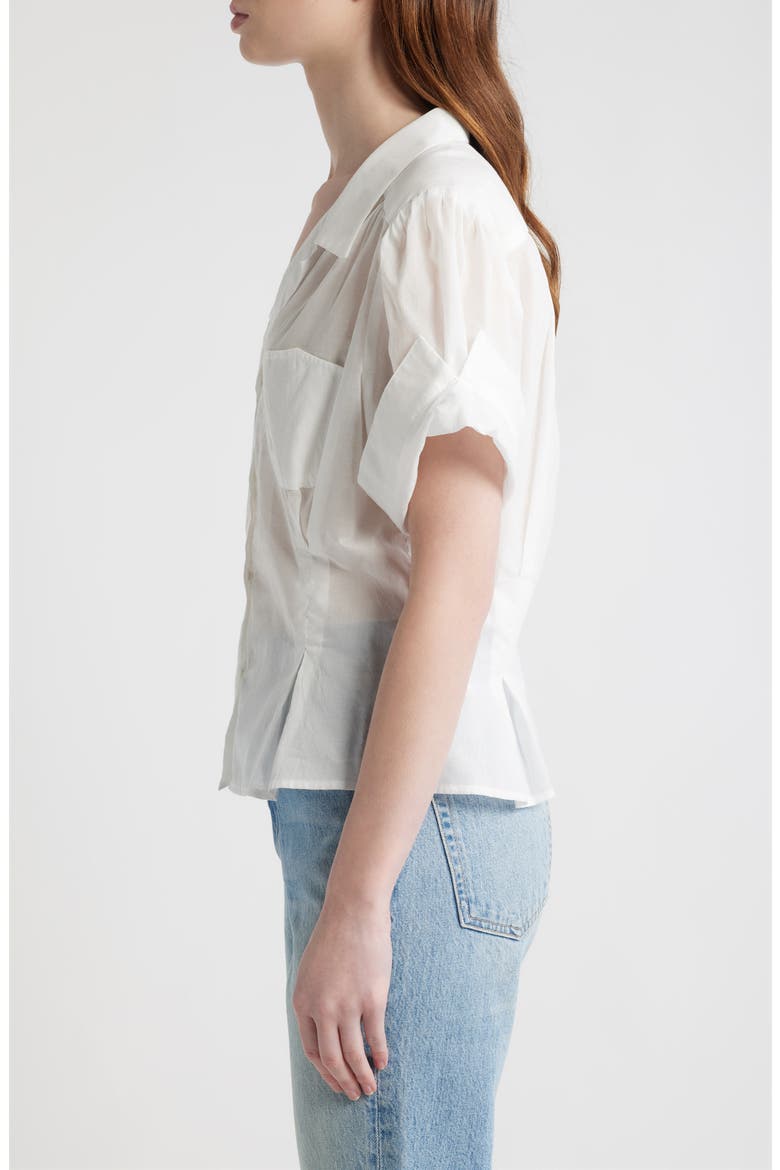 Sheer Cotton Button-Up Shirt, Alternate, color, WHITE SHEER