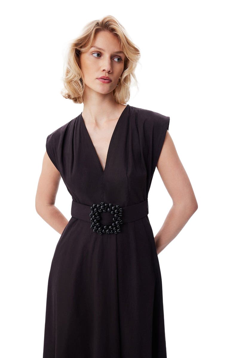 THEO The Label Echo Beaded Belt V-neck Shirtdress, Alternate, color, 