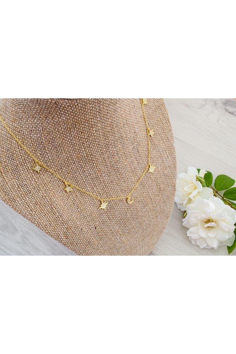 Heavenly Realms Moon & Stars Drop Choker Necklace, Alternate, color, Gold
