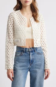 LoveShackFancy Alaya Cutout Crop Cardigan